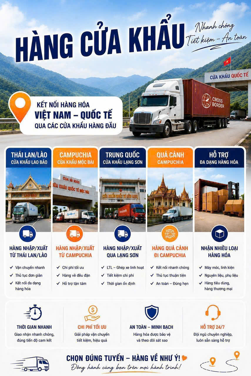 Dịch vụ vận chuyển hàng hóa chính ngạch qua cửa khẩu quốc tế